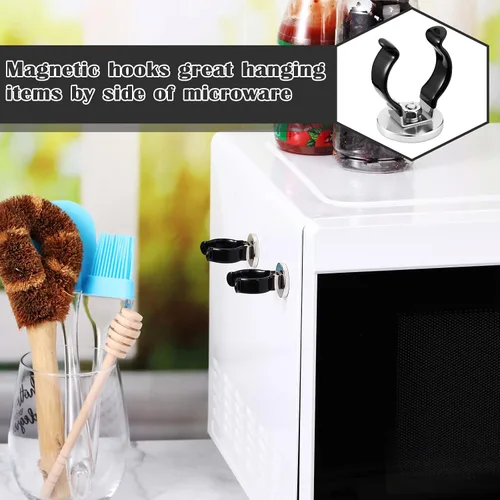 Vista 7 de LEIFIDE Gancho magnético de base redonda con clip de acero, placa cromada, soporte magnético para herramientas, soporte resistente para colgar