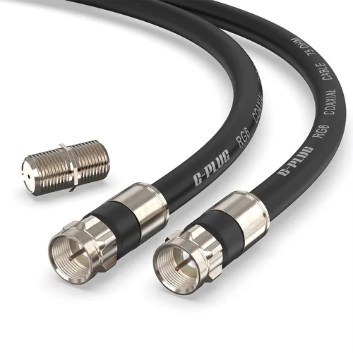 Vista 9 de G-PLUG - Juego de conectores de cable coaxial RG6 de 1 pie, para antena de internet, banda ancha, TV digital, cable Sky satelital, junta tórica