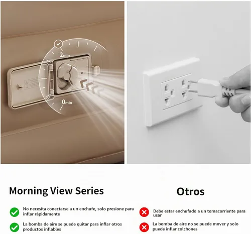 Vista 4 de Naturehike Colchón de aire compacto tamaño king con bomba recargable USB incorporada, colchones inflables, cama de aire hinchable para el hogar