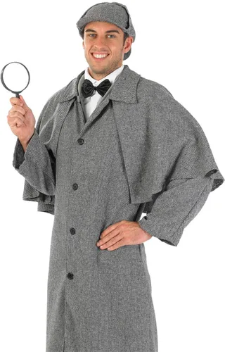 Vista 2 de fun shack Disfraz de detective para hombre, disfraz de detective para hombre, disfraz de Halloween de detective, disfraz de investigador privado