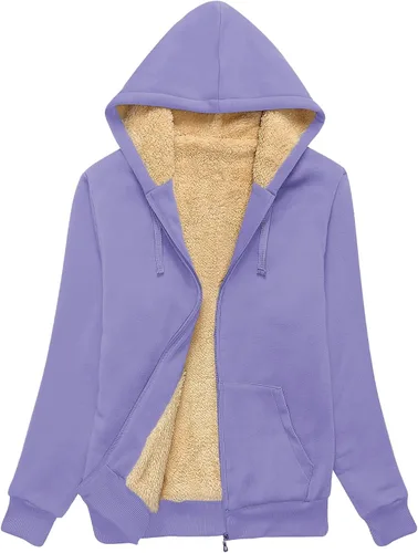 Vista 6 de SWISSWELL - Sudaderas con capucha para mujer, suéter de invierno con forro de vellón, con cremallera completa, forro de sherpa grueso Negro