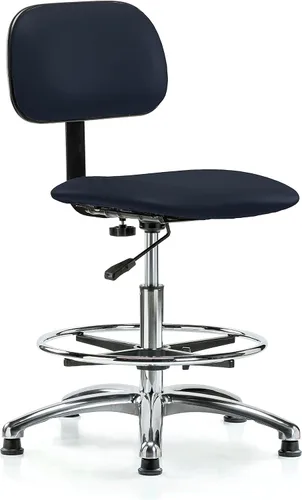 Vista 7 de Perch - Silla de laboratorio cromada con respaldo ajustable, altura del escritorio de 17 a 22 pulgadas, tela negra