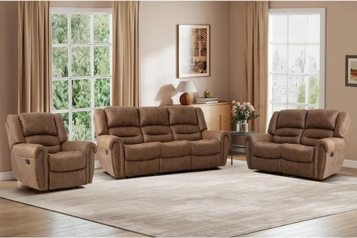 Vista 8 de EBELLO Silla reclinable manual de cuero sintético, silla reclinable individual clásica con cómodo apoyabrazos y respaldo, mueble para sala de estar
