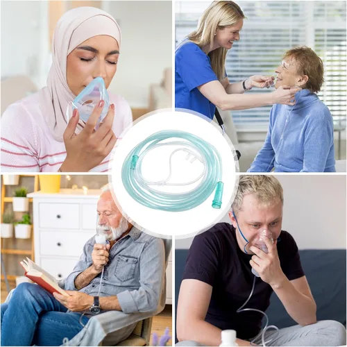 Vista 7 de Paquete de 5 cánula nasal de oxígeno suave para adultos, tubo de cánula nasal estándar de 8.2 pies para concentrador de oxígeno, tubo de oxígeno