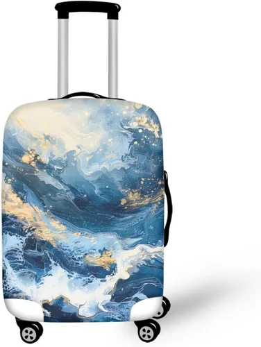 Vista 21 de COEQINE Funda para equipaje de viaje, protector de maleta, funda de equipaje lavable, tamaño S-XL (18-32 pulgadas), Blue Capy Bara Swim, L