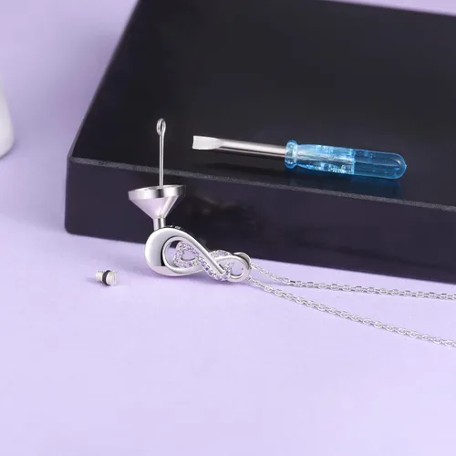 Vista 4 de ZGBY Collares de urna infinita de plata de ley 925, joyería de cremación de lágrima para cenizas, colgante conmemorativo para mujeres, hombres