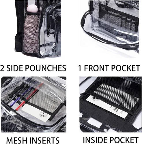 Vista 5 de Vorspack Mochila transparente de PVC resistente con correa reforzada para el lugar de trabajo universitario