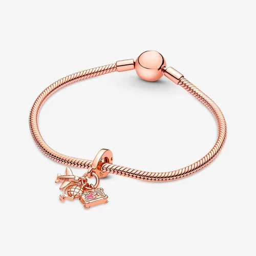 Vista 3 de Abalorio de plata S925 para pulsera, collar de plata de ley, colgantes de avión, globo y maleta triple para mujer