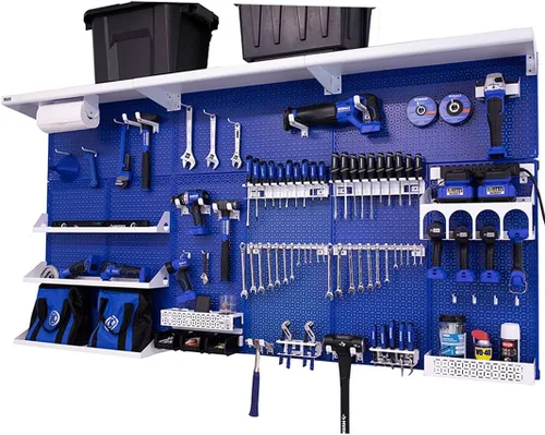 Vista 6 de OmniWall Weekend Warrior XL - Sistema de organización de pared de metal (negro/azul)