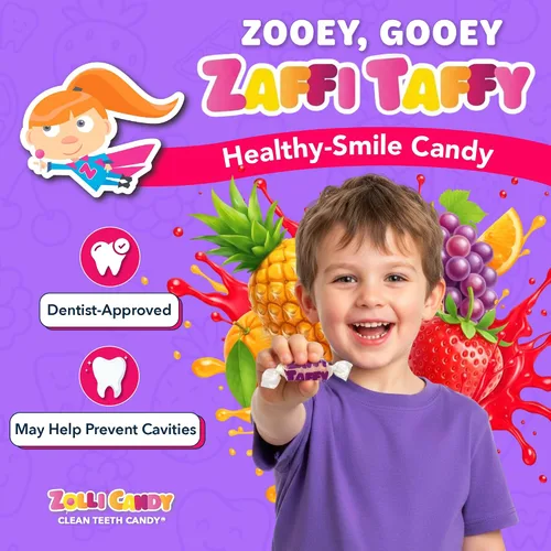 Vista 3 de Zaffi Taffy - Caramelos sin azúcar, sin tintes, aptos para dieta cetogénica y diabéticos, golosinas aprobadas por dentistas para niños