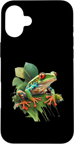 Vista 22 de iPhone 16 Rainforest Amphibian Red Eyed Tree Frog Green Body Frog Case