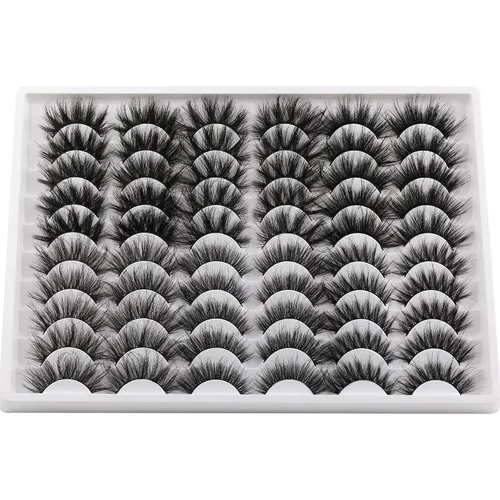 Vista 2 de ALICE - Paquete de 30 pares de pestañas postizas de visón sintético de 0.8 pulgadas, 6 estilos, volumen esponjoso 6D, estilo llamativo