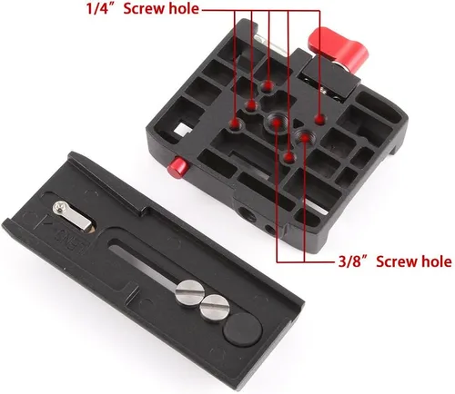 Vista 4 de P200 Adaptador de abrazadera QR de liberación rápida compatible con Manfrotto 500AH 701HDV 577 503 y se puede utilizar con trípode estabilizador
