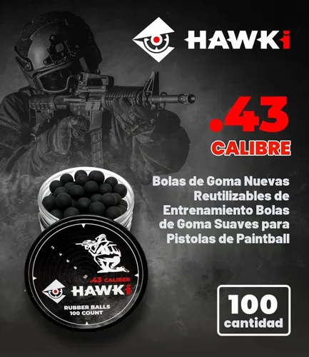 Vista 2 de Hawki - Pelotas de goma reutilizables de 0.50 o .43 cali, bolas de goma suave, menos letales para pistolas de paintball