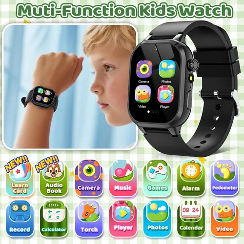 Vista 2 de OVV Reloj inteligente de juegos para niños, pantalla táctil HD de 1.54 pulgadas, más de 30 juegos educativos, cámara, podómetro, alarma, reproductor