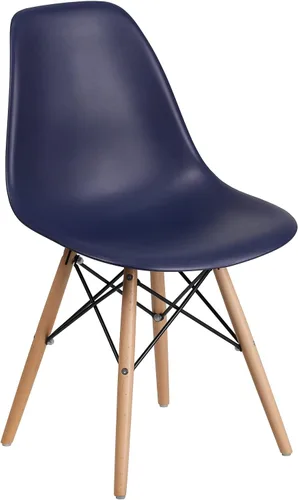 Vista 10 de Flash Furniture - Paquete de 2 sillas Elon Series de plástico negro con patas de madera