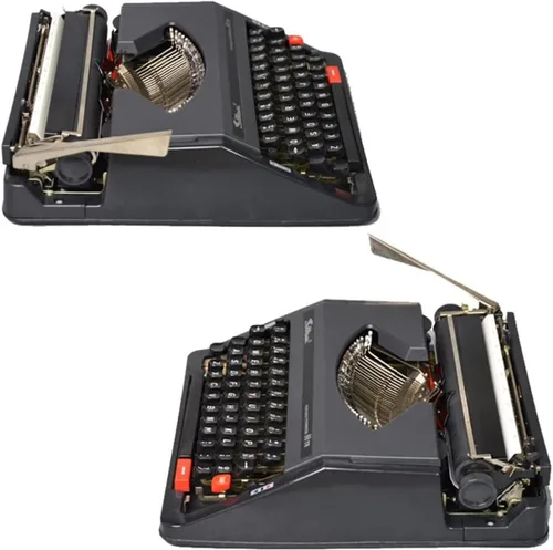 Vista 5 de Máquina de escribir manual a la antigua, máquina de escribir, botones flexibles y portátiles, escritura a mano clara, para letras, escritura Negro