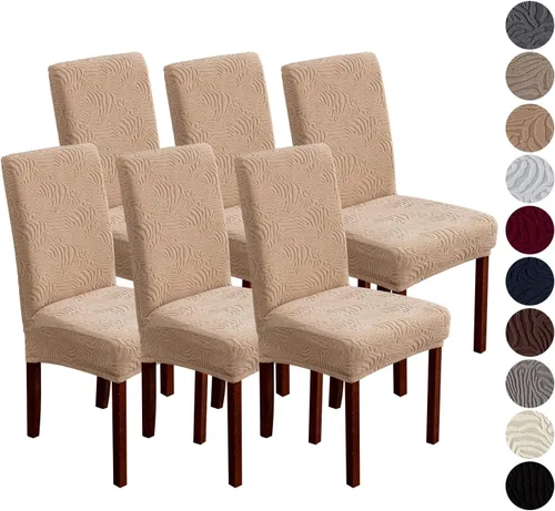 Vista 28 de Fundas para Sillas de Comedor, Fundas para Sillas de Comedor Elásticas Parsons, Protector de Sillas de Cocina para Comedor, Extraíbles, Lavables