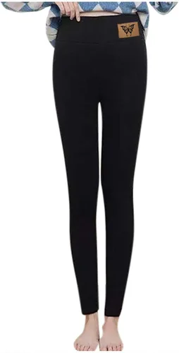 Vista 8 de Pantalones deportivos cálidos con forro de sherpa para mujer, de cintura alta, con forro polar, pantalones largos gruesos para exteriores