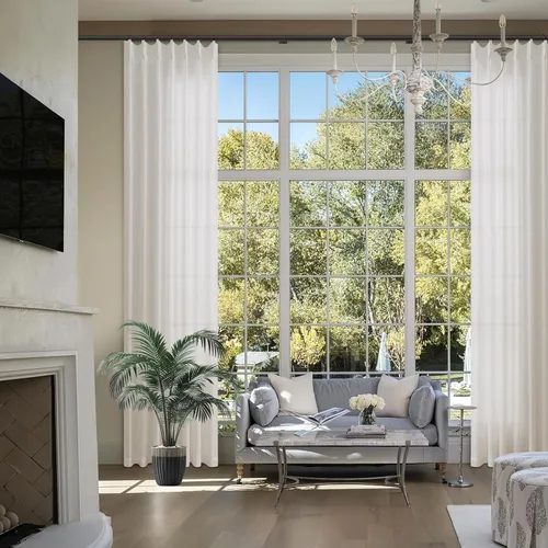 Vista 11 de Cortinas extra largas con pliegues de lino taupe beige de 132 pulgadas de largo para sala de estar con techo alto, dormitorio, cortinas de ventana