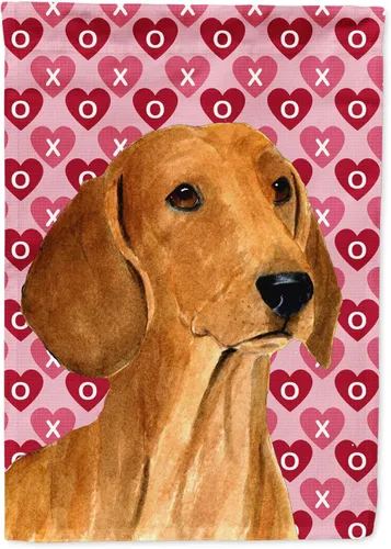 Vista 238 de Caroline's Treasures SS4484GF Bandera de jardín con diseño de bulldog inglés y corazones para el Día de San Valentín, bandera decorativa para patio