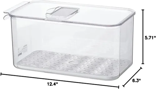 Vista 4 de SANNO Contenedores para verduras y frutas para nevera, contenedores para congelador, organizador de refrigerador con tapa de ventilación y bandeja