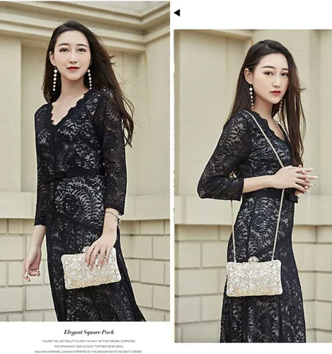 Vista 7 de Bolsos de noche para mujer, bolsos de mano florales para mujer, bolso de mano elegante de boda, fiesta, novia, bolso de hombro