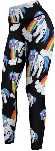Vista 6 de Rainbow Vomiting Unicorn Workout Leggings for Women High Waisted Tummy Control Yoga Pants