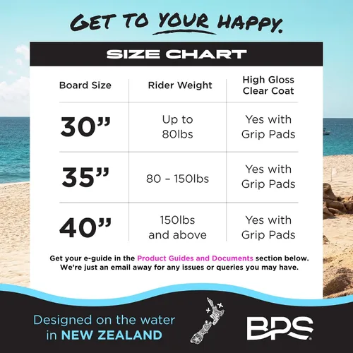 Vista 2 de BPS Skimboard 'Shaka' de Nueva Zelanda con almohadillas de agarre EVA de colores y capa transparente de alto brillo tablas de madera para aventuras