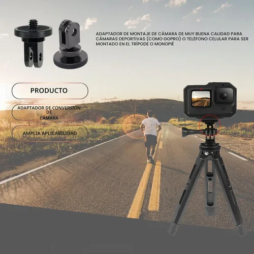 Vista 5 de Niewalda Adaptador de montaje de trípode de cámara de aluminio, 2 adaptadores de conversión ¼-20 para trípode, adecuado para GoPro Negro