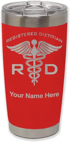 Vista 28 de LaserGram Vaso aislado al vacío de 20 onzas, dietista registrado RD, grabado personalizado incluido (negro)
