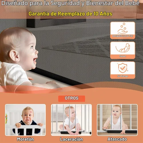 Vista 3 de Puertas retráctiles para bebés de 24 pulgadas de alto para pasar por encima, puertas cortas para perros, puerta para mascotas para cachorros