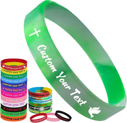 Vista 17 de Pulseras de silicona personalizadas Pulseras de goma de aduana a granel para eventos con texto de logotipo, pulseras personalizadas, regalos