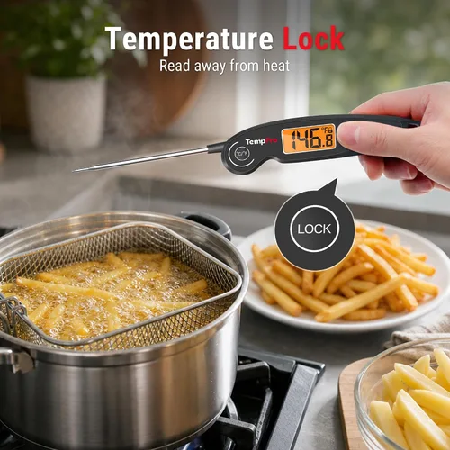 Vista 6 de ThermoPro TP605 Termómetro Digital de Lectura Instantánea para Carne para Cocinar, Termómetro de Alimentos Impermeable con Retroiluminación