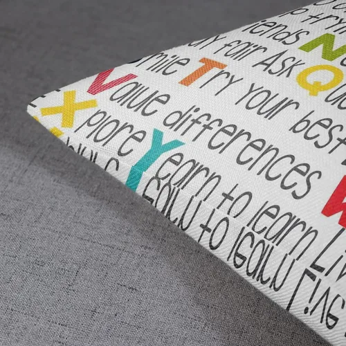 Vista 3 de Juego de 2 fundas de almohada de lino para aula, fundas de almohada decorativas de educación ABC, fundas de almohada decorativas para decoración