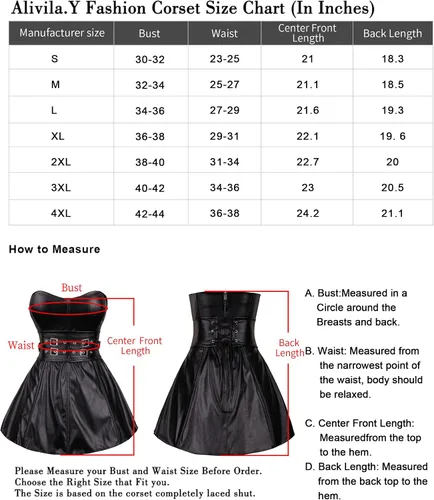 Vista 7 de Alivila. Y Fashion. - Vestido de piel sintética para mujer, estilo corsetería steampunk, para fiestas o clubes.