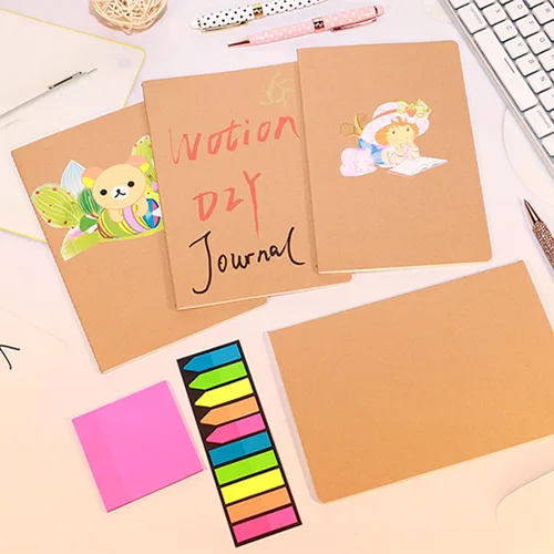 Vista 4 de Paquete de 24 cuadernos de papel kraft para viajeros, estudiantes y oficina, cuaderno de escritura con papel grueso, 60 páginas, 30 hojas, 8.3 x 5.5