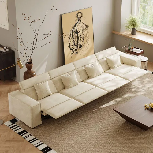 Vista 11 de Sofá eléctrico de 85 pulgadas, sofás modulares para sala de estar, moderno sofá biplaza reclinable grande, cómodo sofá nube de terciopelo