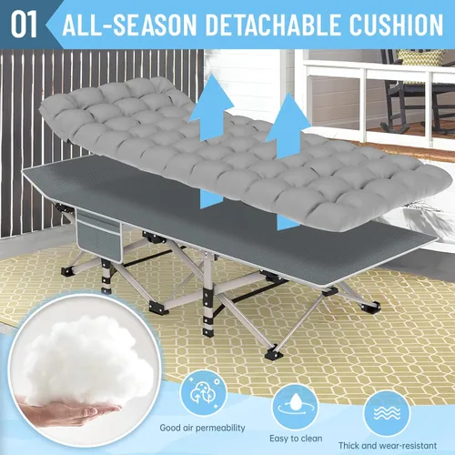 Vista 7 de 10-Leg Heavy Duty Camping Cot for Adults with Mattress Travel, Tent & Indoor Use,500 lbs Capacity，camping cot with mattress，folding camping