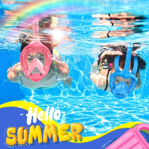 Vista 2 de Kids Full Face Snorkel Mask, Snorkeling Gear for Kids, Kids Scuba Mask and Snorkel, Diving Mask, Snorkeling Set, 180 Degree Panoramic View Anti-Fog