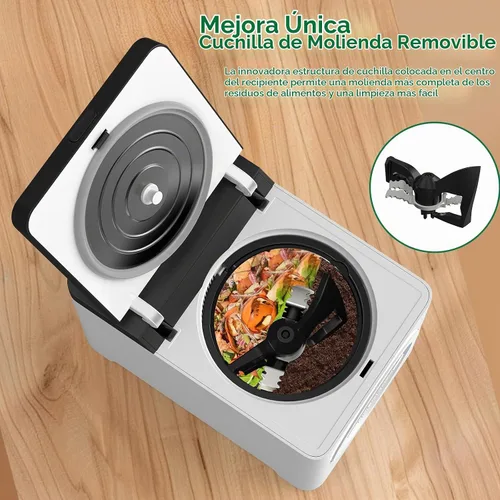 Vista 4 de 3L Compostador Eléctrico para Cocina, Contenedor de Compostaje de Encimera, Modelo Inteligente de Un Toque, Manejo de Residuos de Cocina, con Triple