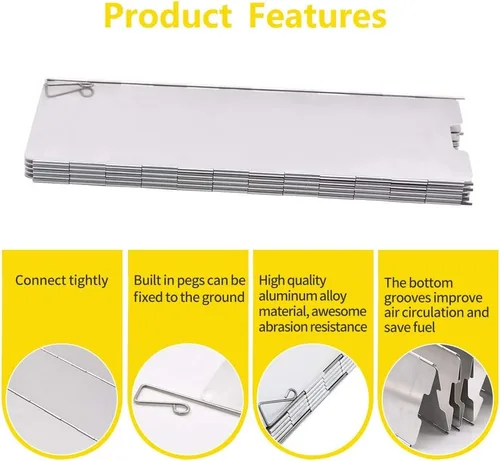 Vista 3 de Parabrisas de estufa de 10 platos, parabrisas de estufa de aluminio con bolsa de cordón, para camping, estufas de butano para acampar, estufas