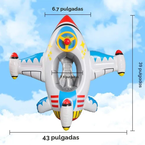Vista 3 de Flotador inflable de piscina para bebé, barco flotante con cuerno de volante para niños pequeños de 1 a 4 años de edad para niños y niñas, inflable