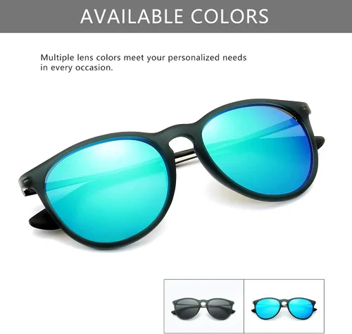 Vista 3 de SUNGAIT Gafas de sol redondas vintage para mujeres y hombres, estilo clásico retro