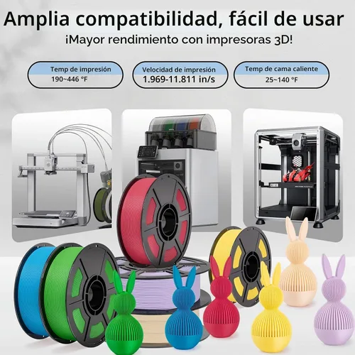 Vista 6 de Paquete de filamento PLA para impresora 3D, 22.0 lbs, 1.181-11.811 in/s para Bambu Lab AMS, AMS Lite