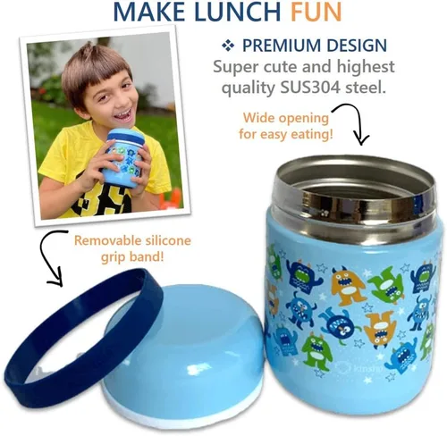 Vista 2 de Termo para comida caliente, tarro de boca ancha aislado de acero inoxidable para el almuerzo, recipiente de sopa para niños, preescolar, a prueba