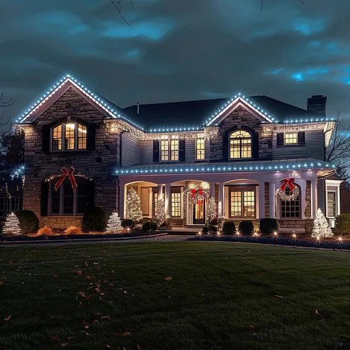 Vista 3 de TW SHINE C6 - Guirnalda de luces de Navidad, 200 LED de 66 pies, 8 modos, impermeable, conectable, color blanco