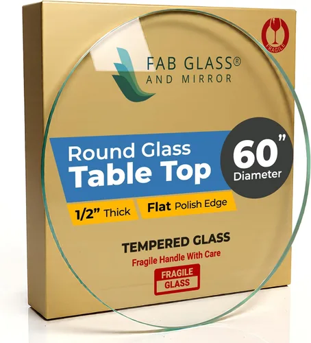 Vista 76 de Fab Glass - Mesa redonda de cristal de 48 in, grosor de 3/4 in, cristal pulido plano templado, Vidrio, Transparente