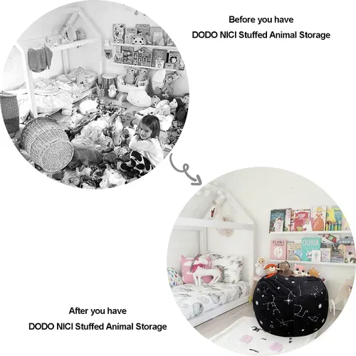 Vista 3 de DODO NICI Funda para silla puff (sin frijoles) para niños y adolescentes, apertura de cremallera, terciopelo suave, XL (34 pulgadas, negro)