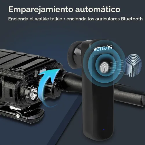 Vista 3 de Retevis Walkie Talkies RB37 Bluetooth con auriculares inalámbricos